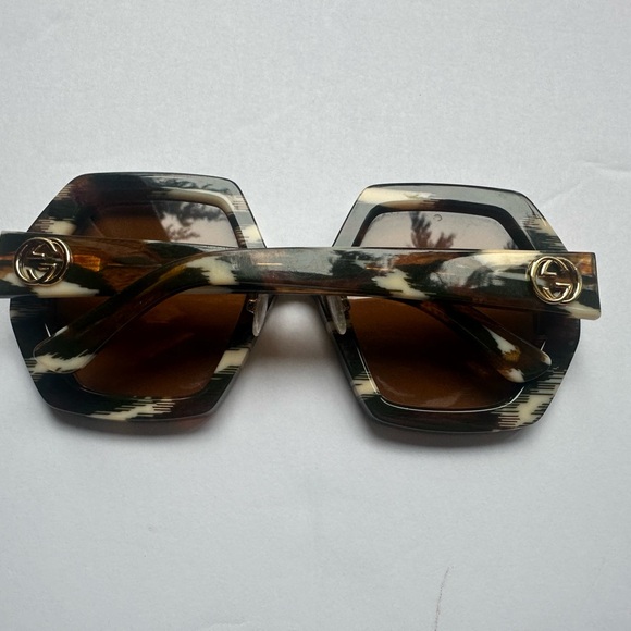 Gucci oversized geometric brown green GG0772S sunglasses 47 - Picture 8 of 8